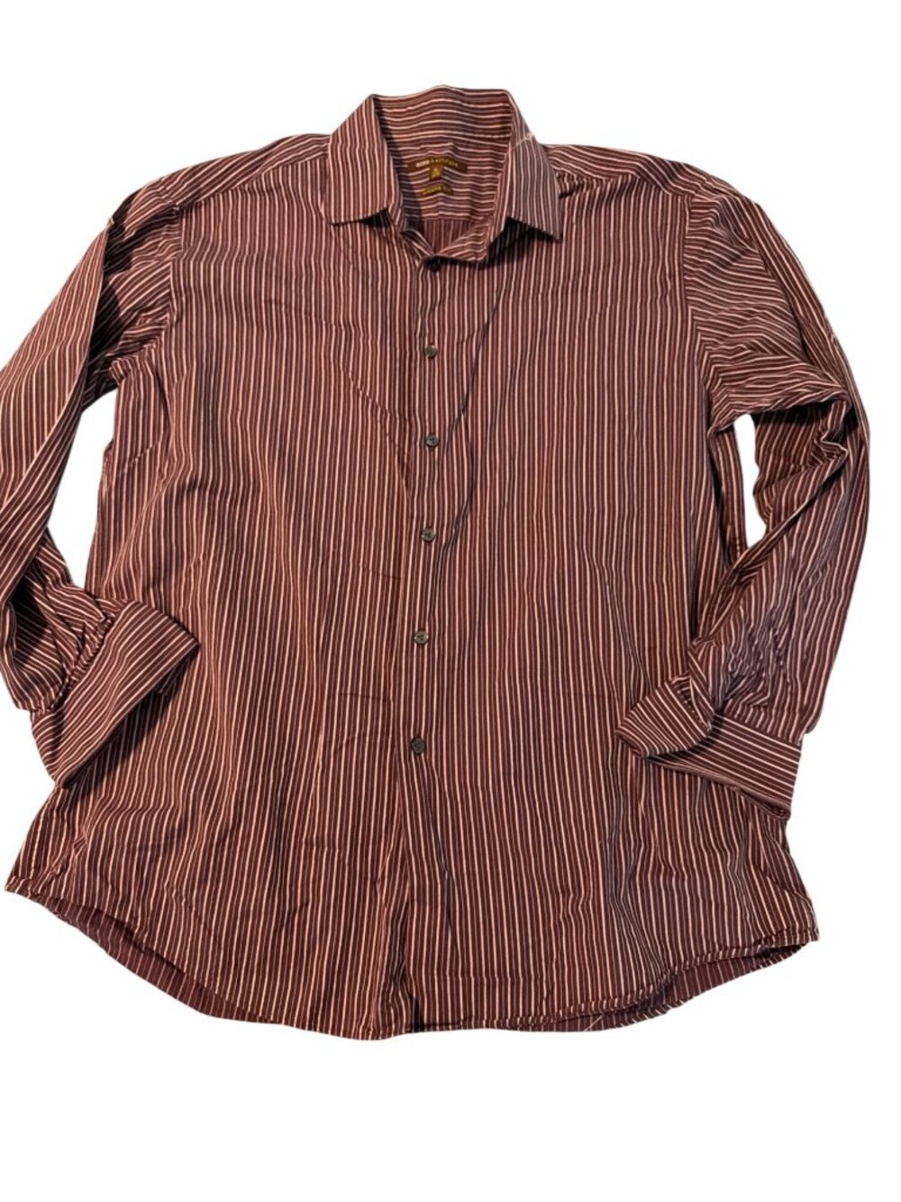 BCBG Attitude Striped Modern Fit Button Down Purple White Shirt Sz XL 17.5 34/35